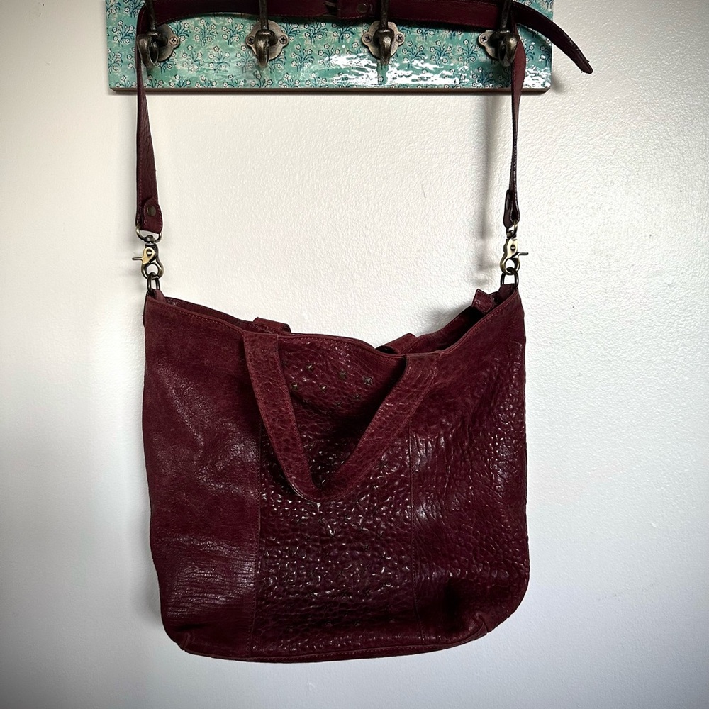 Burgundy Italian Leather Shoulder Bag
